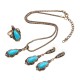 JASSY® Bohemian Gold Earrings Natural Blue Stone Necklace Retro Rhinestones Ring Gift For Women