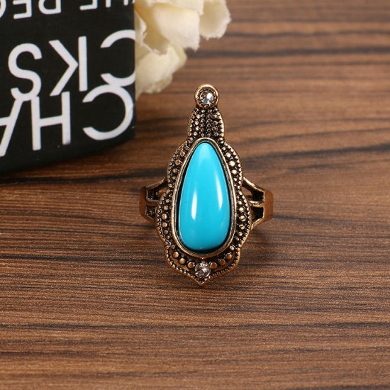 JASSY® Bohemian Gold Earrings Natural Blue Stone Necklace Retro Rhinestones Ring Gift For Women