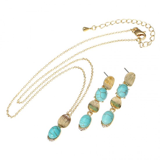 JASSY® Bohemian Jewelry Set Elegant 18K Gold Plated Turquoise Earrings Necklace Jewelry for Women