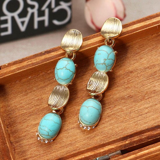 JASSY® Bohemian Jewelry Set Elegant 18K Gold Plated Turquoise Earrings Necklace Jewelry for Women