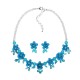 JASSY® Elegant Blue Flower Jewelry Set Luxury Platinum Crystal Earrings Necklace for Women