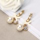 JASSY® Elegant Pearl Earring 18K Gold Plated Zirconia Bowknot Ear Drop Gift for Women