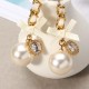 JASSY® Elegant Pearl Earring 18K Gold Plated Zirconia Bowknot Ear Drop Gift for Women