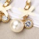 JASSY® Elegant Pearl Earring 18K Gold Plated Zirconia Bowknot Ear Drop Gift for Women