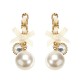 JASSY® Elegant Pearl Earring 18K Gold Plated Zirconia Bowknot Ear Drop Gift for Women