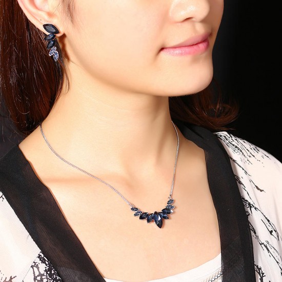 JASSY® Elegant Platinum Plated Sapphire Mariquesa Crystal Jewelry Set Anallergic for Women
