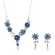 JASSY® Elegant Royal Blue Jewelry Set Flower Crystal Pearl Necklace Earrings
