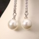 JASSY® Elegant Women Jewelry Set Pearl Earrings Shiny Zircon Leaf Pendant Necklace Platinum Plated