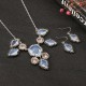 JASSY® Fine Jewelry Set Elegant Platinum Plated White Opal Crystal Gemstone Women Necklace Earrings