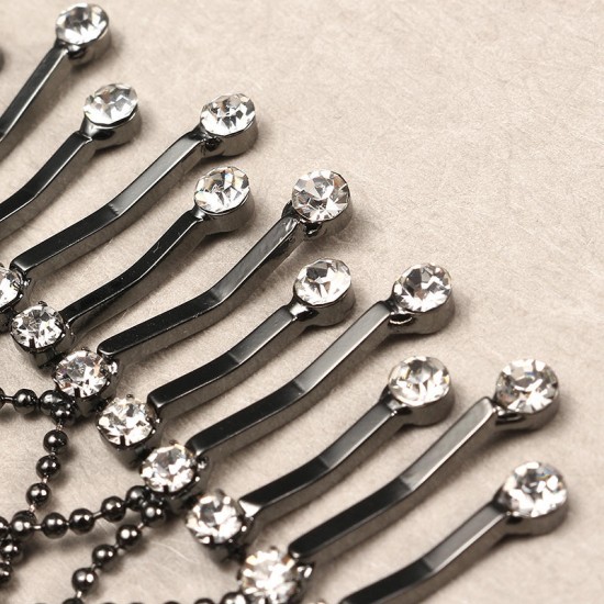 JASSY® Jewelry Set Lolita Statement Gun Black Plated Rhinestone Necklace Bracelet Accessories