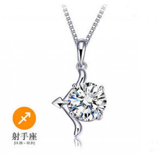 12 Constellations Gift Italina 925 Sterling Sliver Crystal Necklace for Women