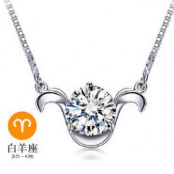 12 Constellations Gift Italina 925 Sterling Sliver Crystal Necklace for Women