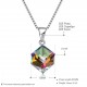 925 Sterling Silver Colorful Shining Cube Crystal Necklace Silver Charm Necklace for Women