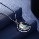 925 Sterling Silver Shining Zirconia Crystal Necklace Dangle Moon Shape Charm Necklaces for Women