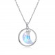 925 Sterling Silver Shining Zirconia Crystal Necklace Dangle Moon Shape Charm Necklaces for Women