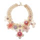 Bib Gold Plated Chain Resin Flower Statement Chunky Necklace