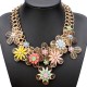 Bib Gold Plated Chain Resin Flower Statement Chunky Necklace