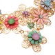 Bib Gold Plated Chain Resin Flower Statement Chunky Necklace