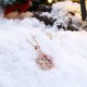 INALIS Christmas Gift Platinum Rose Gold Colorful Zirconia Snowflake Pendant Necklace for Women