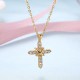 INALIS Fahsion Gold Plated Cross Crystal Pendant Necklace for Women