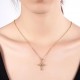 INALIS Fahsion Gold Plated Cross Crystal Pendant Necklace for Women