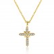 INALIS Fahsion Gold Plated Cross Crystal Pendant Necklace for Women