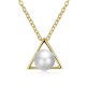 INALIS Trendy Pearl Pendant Triangle Gold Plated Necklace for Women