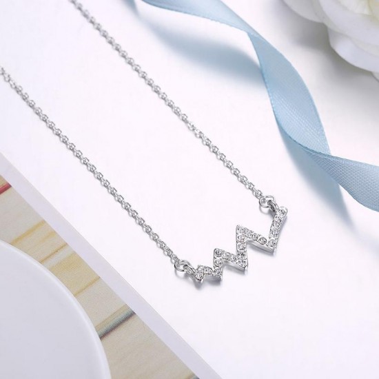 INALIS Trendy Silver Plated Zircon Necklace Geometrical Shape Pendant for Women