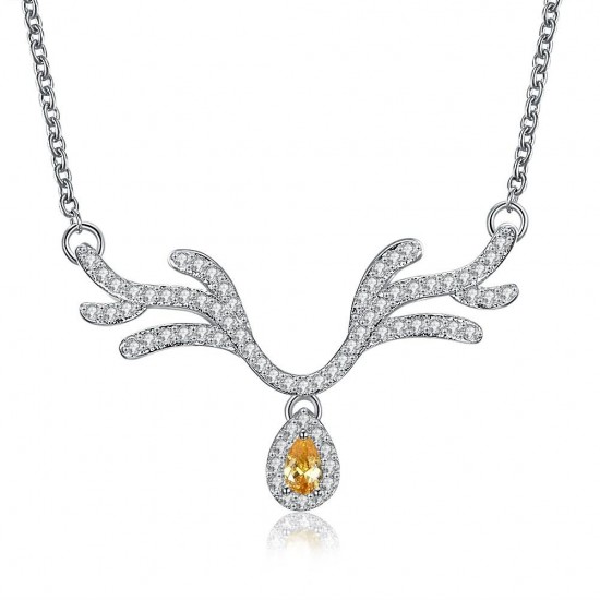 INALIS Women's Sweet Delicate Christmas Deer Zircon Necklace Gift