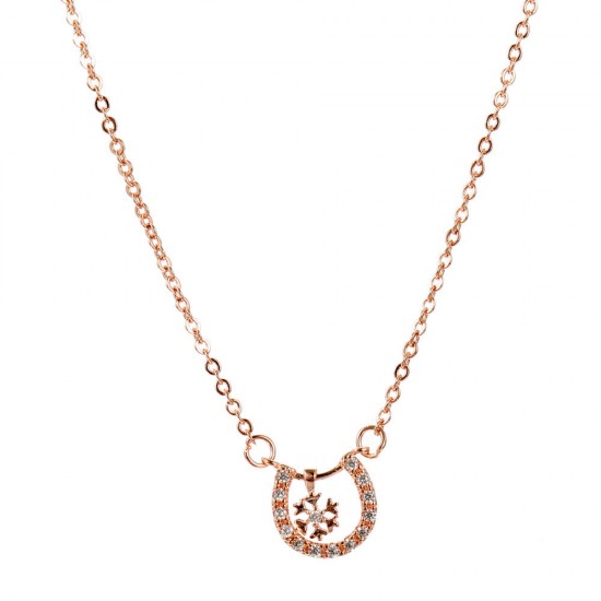 JASSY® Classic Rose Gold Necklace Trendy Geometric Snowflake Pendant Delicate Chain Necklace