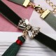 JASSY® Elegant Dark Green Tassel Choker Zirconia Crystal Women Necklace Christmas Gift