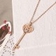 JASSY® Fine Jewelry Sweet Rose Gold Plated Heart Key Pendant Zircon Long Necklace Sweater Chain