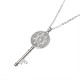 JASSY® Flower Key Pendant Shiny Long Necklace Platinum Plated Rhinestone Sweater Chain Women Jewelry