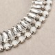 JASSY® Platinum Plated Crystal Moonstone Opal Black Ribbon Choker Elegant Women Necklace