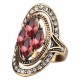 Bohemian Red Gemstone Crystal Finger Rings Ethnic Hollow Oval Geometric Ring Jewelry for Women