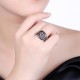 INALIS 14mm Elegant Shiny Zircon Ring Gun Black Plated Ring Wholesale for Women