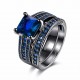 INALIS 2 Pcs Gun Black Plated Retro Zircon Full Rhinestone Ring Crystal Diamond Rings