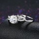 INALIS 2 Pcs Luxury 925 Sterling Silver Wedding Ring Elegant Gemstone Micro Inlay Anniversary Gift
