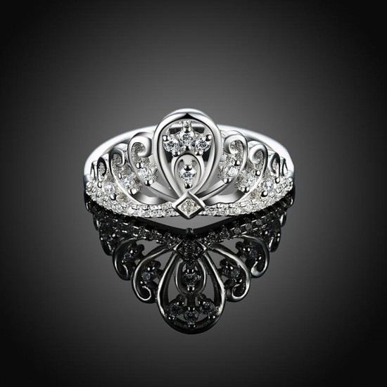 INALIS 925 Sterling Silver Gemstone Wedding Ring Elegant Crown Anallergic Anniversary Gift for Women
