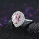 INALIS 925 Sterling Silver Luxury Women Ring Sweet Pink Gemstone Drop Shape Fine Anniversary Gift