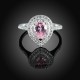 INALIS 925 Sterling Silver Luxury Women Ring Sweet Pink Gemstone Drop Shape Fine Anniversary Gift