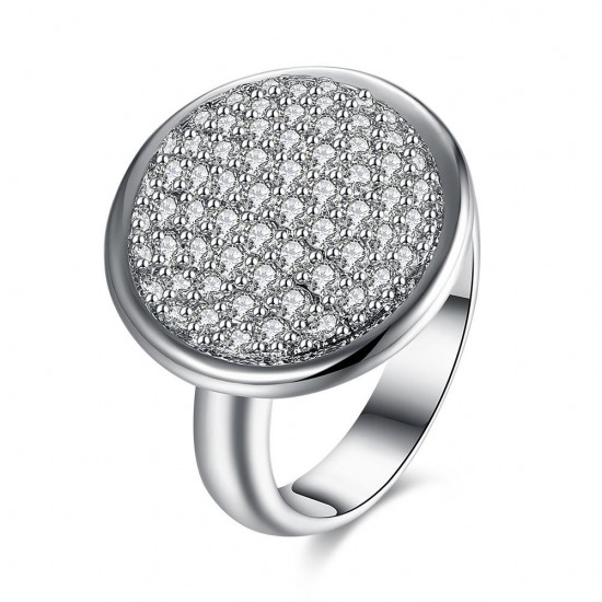 INALIS Circular Zircon Platinum Gift Party Wedding Finger Rings