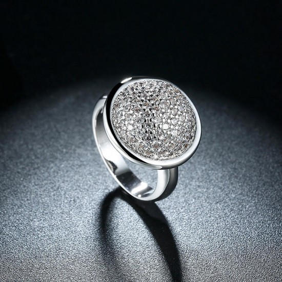 INALIS Circular Zircon Platinum Gift Party Wedding Finger Rings
