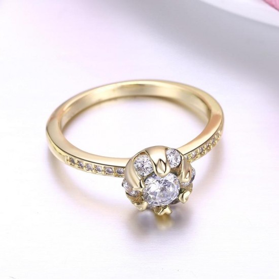 INALIS Copper Gold Plated Women Rings Heart Zircon Engagement Wedding Finger Ring