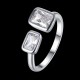 INALIS Platinum Plated Square Rhinestone Ring Opening Finger Rings