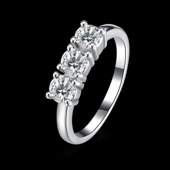 INALIS Zircon Platinum Plated Anniversary Jewelry Gift Finger Rings