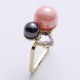 JASSY® Stylish Square Ring Crystal Pearl Pink Finger Ring Fashion Jewelry for Women