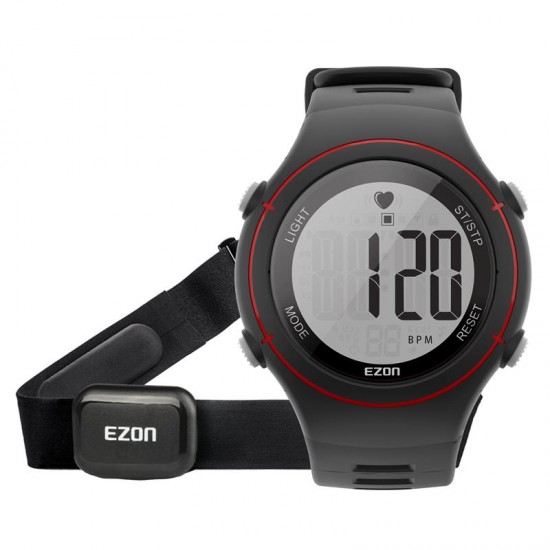 EZON T037 Men Watch Sprot Heart Rate Monitor Chronograph Alarm Outdoor Sport Digital Watch