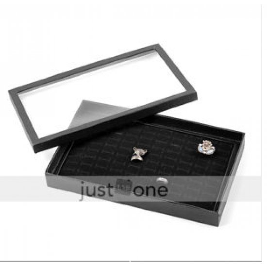 100 Slot Black Velvet Jewelry Ring Case Display Store Storage Box Tray Organizer