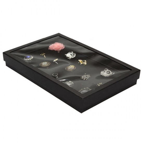 100 Slot Black Velvet Jewelry Ring Case Display Store Storage Box Tray Organizer